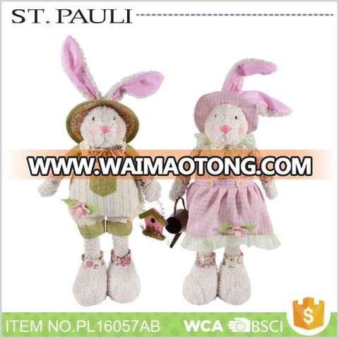 handmade standing plush rabbit toys stuffed bunny easter for decoration